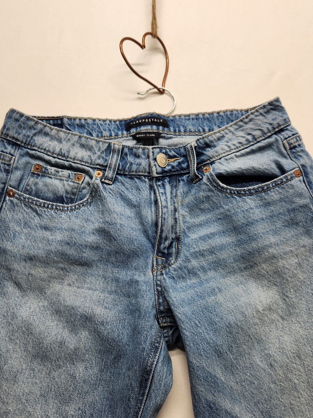 ⭐️Aeropostale Baggy Flare Jeans Light Wash 6R 100% Cotton 90s Y2K Wide Leg 6 Reg